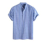 Camicia in Lino, da Uomo, Camicia Uomo Cotone, a Maniche Corte Casual Guayabera Camicia da Spiaggia vestibilità Regolare Stile Estive Camicia in Lino Uomo Henley per Mare Spiaggia Vacanza