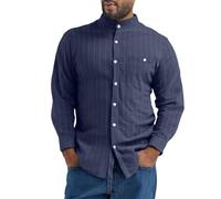 Camicia in lino, da uomo, estiva, a maniche lunghe, a righe, per il tempo libero, a maniche lunghe, in cotone, con bottone, vestibilità normale, per lavoro, casual, vacanze, estate, spiaggia con tasca