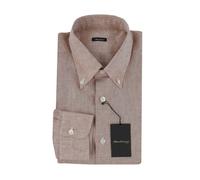Camicia In Lino Marrone Solido Sartorio Napoli - Slim - 18/45 - (SA222252)