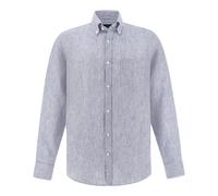 Camicia in lino Soffio con motivo a righe, Uomo, BIANCO RIGHE BLU, Taglia: 042
