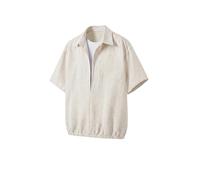 Camicia in Lino Uomo Estate, Come Una Camicia a Due Strati, alla, Traspirante, con Colletto risvoltato, Stile Pullover, Tunica Casual.