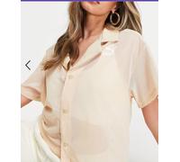 Camicia In Organza E Rete Beige Puma Taglia UK Piccola S (DRP2-11)