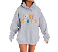 Camicia in pelle Felpe per l'ora della scuola. Design casual girocollo con motivo. Perfetto da abbinare ai jeans. Versatile per la primavera dolce maglione donna, grigio chiaro., M