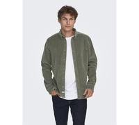 Camicia in velluto a coste maniche lunghe Verde XXL Tinta unita