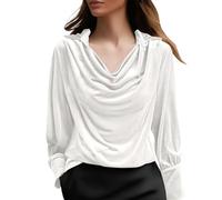 Camicia In Velluto Donna Vintage Maglie Velluto Con Scollo a V Camicette Capodanno Curvy Leggera E Comoda Tops a Maniche Lunghe In Velour Lavoro T-Shirt Casual Autunno Primavera Tinta Unita Slim Fit