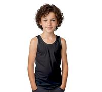 Camicia Intima a Spalline Larghe in Vari Colori in Cotone per Bambini - Camicia intima senza Maniche, Spalline Moderne, Comoda e Morbida, Nero , 5-6 Anni