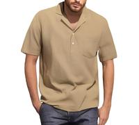 Camicia intima da uomo a maniche lunghe in lino, camicia jacquard, vestibilità comoda, con bottoni, in lino, traspirante, per il tempo libero, estiva, casual, vestibilità regolare, cachi, L