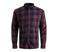 JACK & JONES Camicia blu scuro / rosso vino, Taglia S