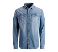 JACK & JONES Jjesheridan Shirt L/s, Camicia in jeans Uomo, Blu (Medium Blue Denim Fit: Slim), Large