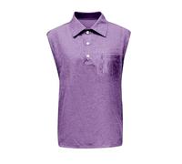 Camicia Jeans senza maniche da uomo - Camicia da uomo con colletto imbottito Camicia in cotone svanito Camicetta con tasca sul petto Camicia Retro Vintage Casual Top Sportivi Traspirante Top Comfort