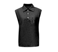 Camicia Jeans senza maniche da uomo - Camicia da uomo con colletto imbottito Camicia in cotone svanito Camicetta con tasca sul petto Camicia Retro Vintage Casual Top Sportivi Traspirante Top Comfort