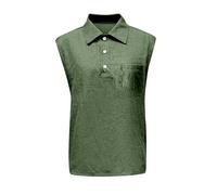 Camicia Jeans senza maniche da uomo - Camicia da uomo con colletto imbottito Camicia in cotone svanito Camicetta con tasca sul petto Camicia Retro Vintage Casual Top Sportivi Traspirante Top Comfort