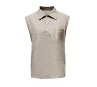 Camicia Jeans senza maniche da uomo - Camicia da uomo con colletto imbottito Camicia in cotone svanito Camicetta con tasca sul petto Camicia Retro Vintage Casual Top Sportivi Traspirante Top Comfort