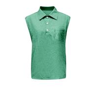 Camicia Jeans senza maniche da uomo - Camicia da uomo con colletto imbottito Camicia in cotone svanito Camicetta con tasca sul petto Camicia Retro Vintage Casual Top Sportivi Traspirante Top Comfort