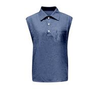 Camicia Jeans senza maniche da uomo - Camicia da uomo con colletto imbottito Camicia in cotone svanito Camicetta con tasca sul petto Camicia Retro Vintage Casual Top Sportivi Traspirante Top Comfort