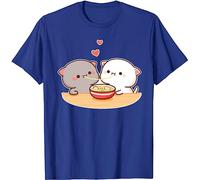 Camicia Kawaii con Orso Panda che Abbraccia, Dudu Bubu, San Valentino, Mangia Ramen, San Valentino, Regalo Divertente, Unisex, Blu, XXL