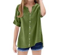 Camicia larga da ragazza, colletto alto, tinta unita, con chiusura magnetica, Verde menta, 12-13 Jahre