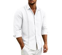 Camicia Lino, Camicia Casual Versatile per Comfort e Stile quotidiani: Traspirante, di Facile Manutenzione, Perfetta per Il Weekend ma con Una vestibilità Rilassata.