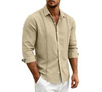Camicia Lino, Camicia Casual Versatile per Comfort e Stile quotidiani: Traspirante, di Facile Manutenzione, Perfetta per Il Weekend ma con Una vestibilità Rilassata.