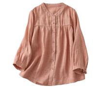 Camicia Lino Donna alla Moda Taglie Forti Camicia Donna Manica Corta in Mussola Basic Top con Bottoni sul Colletto Larghi Essentials Camicetta con Scollo a V per Ufficio E Occasioni Casuali