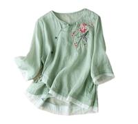 Camicia Lino Donna Larghi alla Moda Camicia Donna Manica Corta in Mussola Curvy Basic Top con Bottoni Tinta Unita Essentials Camicetta con Scollo a V per Ufficio E Occasioni Casuali