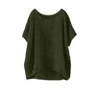 Camicia Lino Estiva Cotone Casual Shirt Scollo a V Elegante Taglie Forti Magliette Oversize Comoda da Lavoro Curvy Camicetta Donna da Spiaggia Tinta Unita Top Maniche Corte Leggera con Button Mare