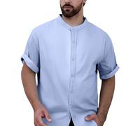 Camicia Lino Uomo Camicia Uomo Lino Cotone Manica Lunga Camice Estive Di Camicie Taglie forti Completo Gialla Verde Bianca Elegante Casual Estivo Nera Estiva 3Xl Rossa In Slim Fit Cardigan Azzurra A