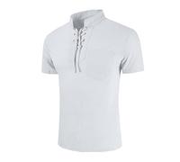 Camicia Lino Uomo Elegante Estiva Maniche Corte Camicia Eleganti Ampia T-Shirt Manica Corta in Lino Vestibilità Mare Magliette Estivi Slim Fit Taglie Forti Camicie Casual collo Coreana Leggero Comode