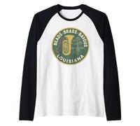 Camicia Louisiana Jazz in Ottone con Perline Bayous Mardi Gras Band Maglia con Maniche Raglan