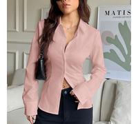 Camicia lunga a maniche lunghe con un unico petto e laccio sul retro, di colore unito, adatta per l'estate L,M,S,XSColore unicoTessuto intrecciato