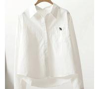 Camicia lunga a maniche lunghe da donna, di un unico colido, alla moda per l'estate L,M,S,XLAnimale,Fumetto,Blocchi di colorePoliestere