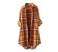 Camicia lunga da donna Camicetta da donna chic a quadretti, camicetta a | Grandi Dimensioni Abito Camicia Larga Fluido Cache a Quadri Abbottonato Spiaggia Top Abbottonato Autunno Mi Stagione Boho