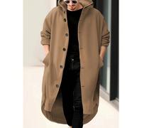 Camicia lunga da uomo con collo solido alla moda e doppia faccia, con tasche frontali e design allungato sulla schiena, in tessuto morbido e robusto, adatta per stile casual, quotidiano e da strada L,