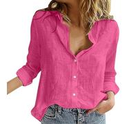 Camicia Lunga Donna Camicia di Lino Donna Maglia Mezza Manica Cotone Estiva Maglie in Viscosa Top Rosa Elegante Camicetta Magliette Nere Maglietta Corta Leggera Curvy Floreale Moda Bianca 3XL Nera T