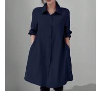 Camicia lunga monocolore da donna con un solo bottone per l'estate L,M,S,XLColore unicoTessuto