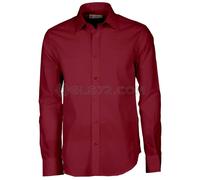 PAYPER Image Camicia da Uomo a Manica Lunga Misto Cotone Poliestere Pettinato Polso Sagomato carrÞ Liscio Pinces di ripresa Bordeaux (M)