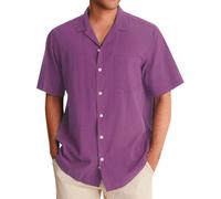 Camicia Maniche Corte Uomo - Camicia Manica Corta Uomo Camicia da in Lino 2026 Hawaii Channeling Hugh Lapel Shirt Casual Sports Beach Camicia A Maniche Corte (Purple 4XL)