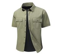 Camicia Maniche Corte Uomo Camicia No Stiro Uomo Camicie Casual Slim Fit da con Taschino con Bottone Perfette per L'Uso Quotidiano Perfette per La Primavera E L'Estate (Light Green XXXXL)