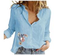 Camicia Maniche Lunghe Donna Camicia In Lino Donna Elegante Maglia Estiva Di Cotone Top Rosa Bluse Eleganti Da Cerimonia Marrone Body Con Bottoni Abbigliamento Manica Corta Maglietta Blu Floreale 4Xl
