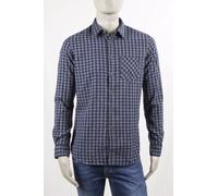 CAMICIA MARKUP COTONE DOPPIO SLIM FIT A QUADRETTI BLU E GRIGIO CON TASCHINO
