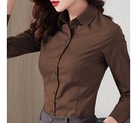 Camicia marrone moka nuova primavera/autunno 2026, camicetta formale professionale da ufficio, sottogiacca da completo business a maniche lunghe per donna L,M,S,XL,XSColore unicoPoliestere