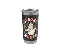 Camicia medica di Halloween con fiori di siringa fantasma da infermiera spettrale Bicchiere termico in acciaio inox doppia parete