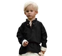 Camicia Medievale Colin per Bambino - Ideale per Travestimenti da Cavaliere, Giochi di Ruolo dal Vivo (Larp), Carnevale - Diversi Modelli - Nero - 9-11 Anni