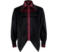 Camicia medievale da uomo con volant, maglietta gotica, a maniche lunghe, costume rinascimentale, vichingo vittoriano, steampunk, cosplay top, J nero., L