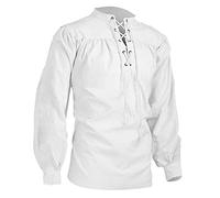 Camicia Medievale Gotica, Steampunk Retro Rinascimentale Viking Tops a Maniche Lunghe, Camicia da Pirata Medievale, Blusa a Colore Solido, Abbigliamento da Strada alla Moda, Leggero, Traspirante