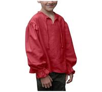 Camicia Medievale per Bambino - Ideale per Travestimenti da Cavaliere, Giochi di Ruolo dal Vivo Camicia da Uomo Pirata Colonial Camicia Rinascimentale Poeta Camicia Abbigliamento Marina per bambini