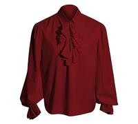 Camicia Medievale Uomo, Camicia da Pirata da Uomo Camicia da Uomo Pirata Colonial Formale Rinascimentale Poeta Costume Medievale retrò Vittoriano Abbigliamento Medievale per Il Tempo Libero