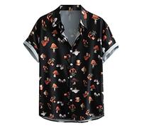 Camicia Medievale Uomo-Camicia da Uomo Casual con Risvolto Largo, Stampa Digitale A Fungo, Camicia A Maniche Corte con Bottoni, Top Estivo Hawaiano da Spiaggia Camicia Anni 50