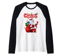Camicia Merry Christmas, Carina Camicia Natalizia Carino Babbo Natale Maglia con Maniche Raglan
