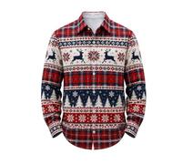 Camicia Natale Uomo Manica Lunga Blu Inverno Foresta Stampa Button Down | Bella stampa invernale con alberi innevati eleganti ornamenti da appendere offre un fascino sereno festivo